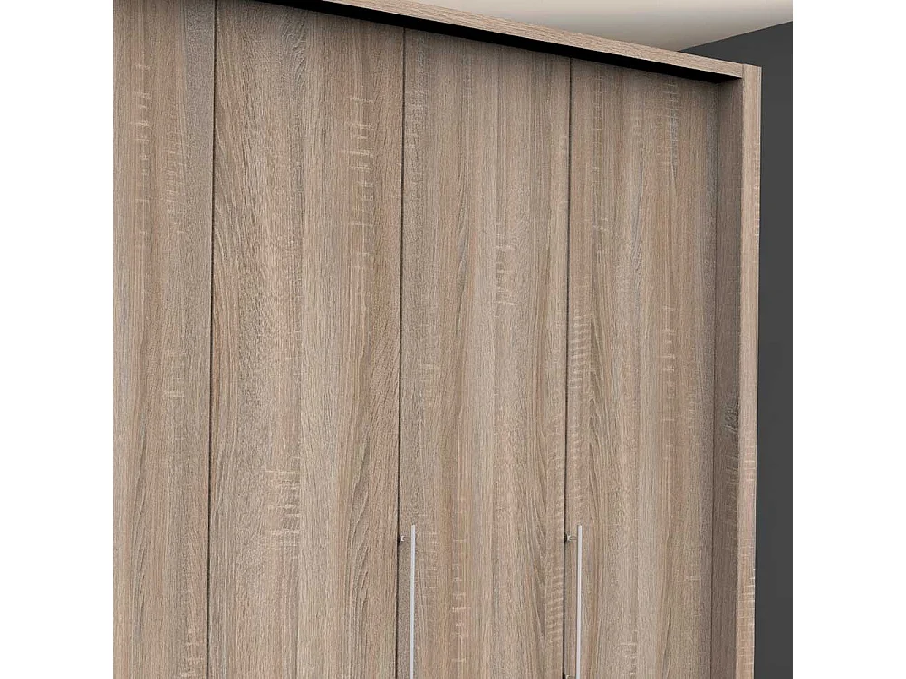 Panorama Falttürenschrank in Eiche Sägerau acht Schubladen