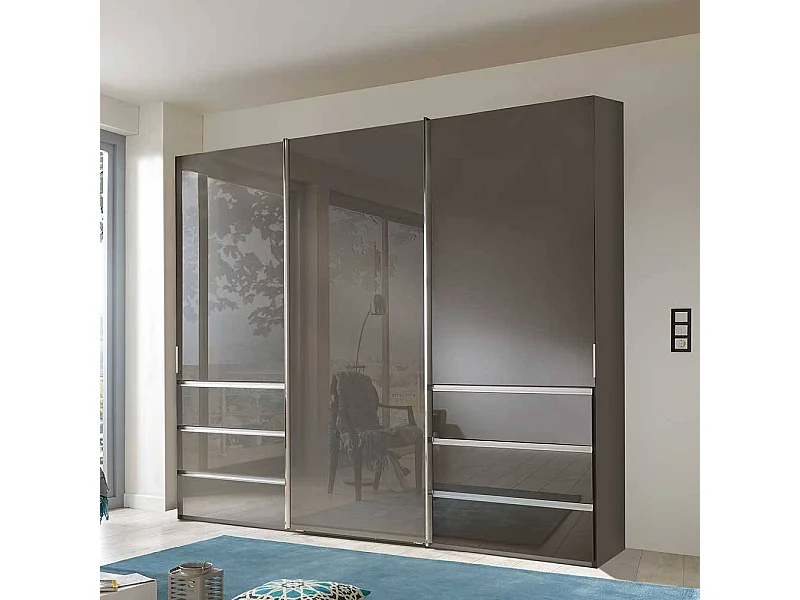 Brauner Schlafzimmerschrank mit sechs Schubladen Made in Germany