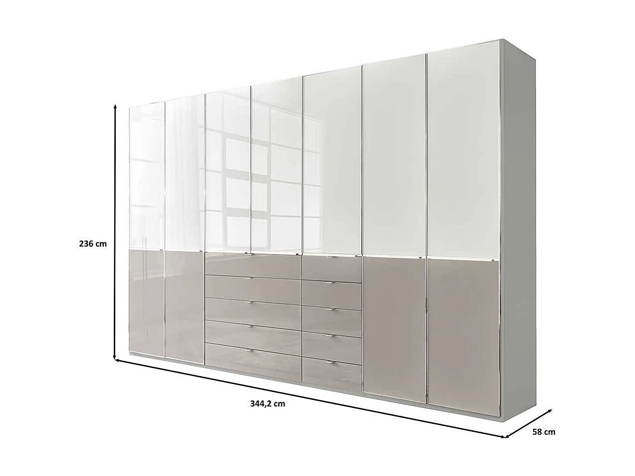 Kleiderschrank Schlafzimmerschrank in Weiß und Hellgrau