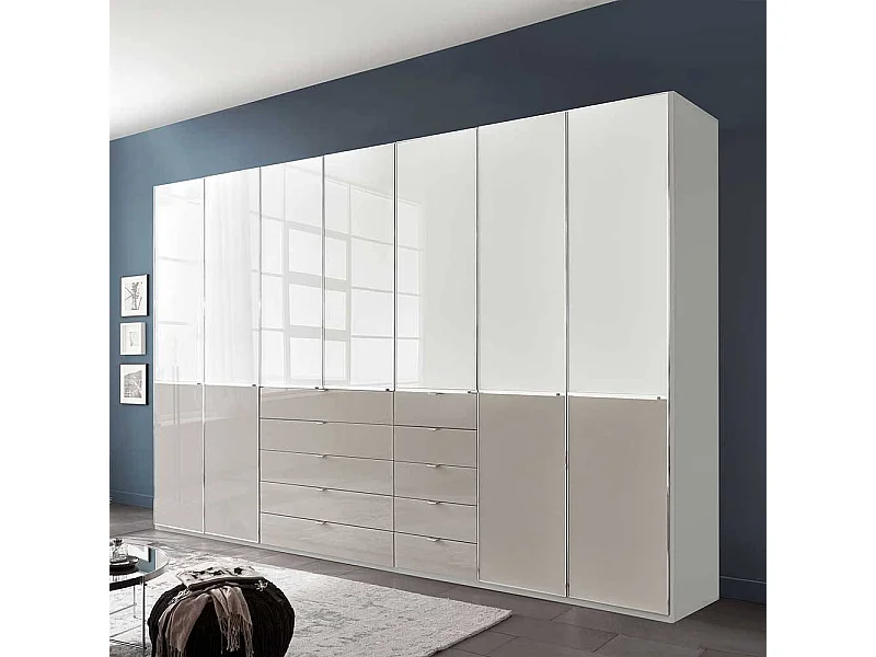 Kleiderschrank Schlafzimmerschrank in Weiß und Hellgrau