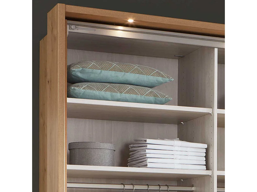 Schwebetürenkleiderschrank in Eiche Bianco Made in Germany