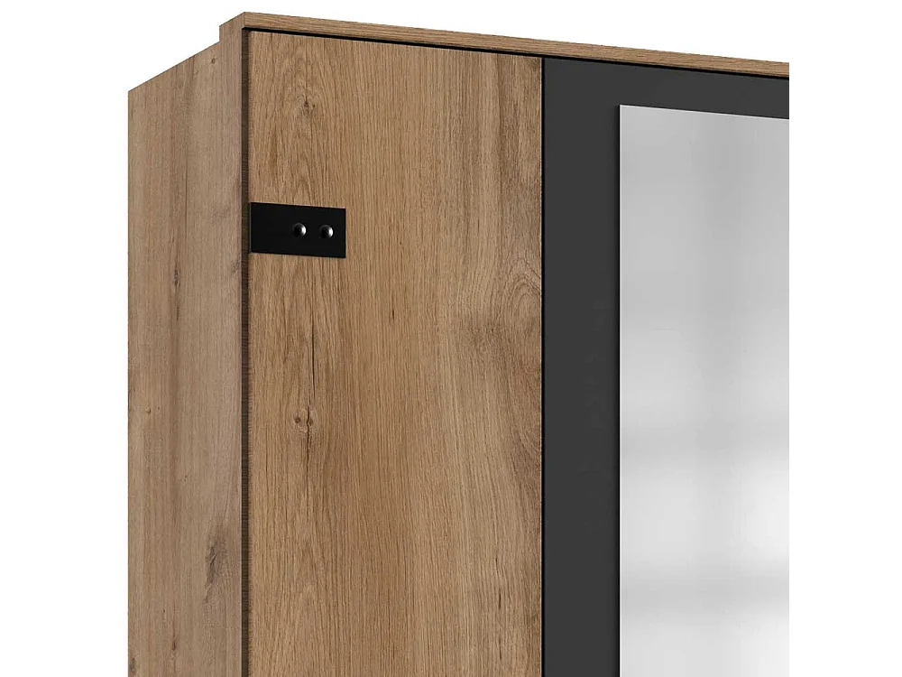 Kleiderschrank mit Spiegeln im Industry und Loft Stil 225 cm breit