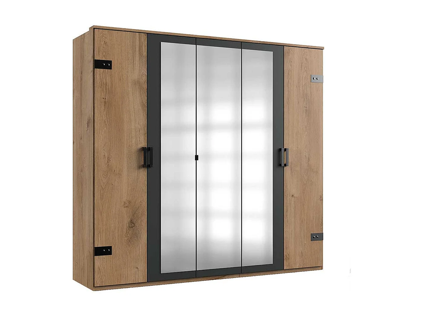 Kleiderschrank mit Spiegeln im Industry und Loft Stil 225 cm breit