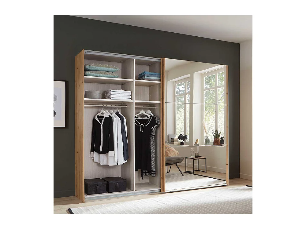 Kleiderschrank in Eiche Bianco Schwebetüren