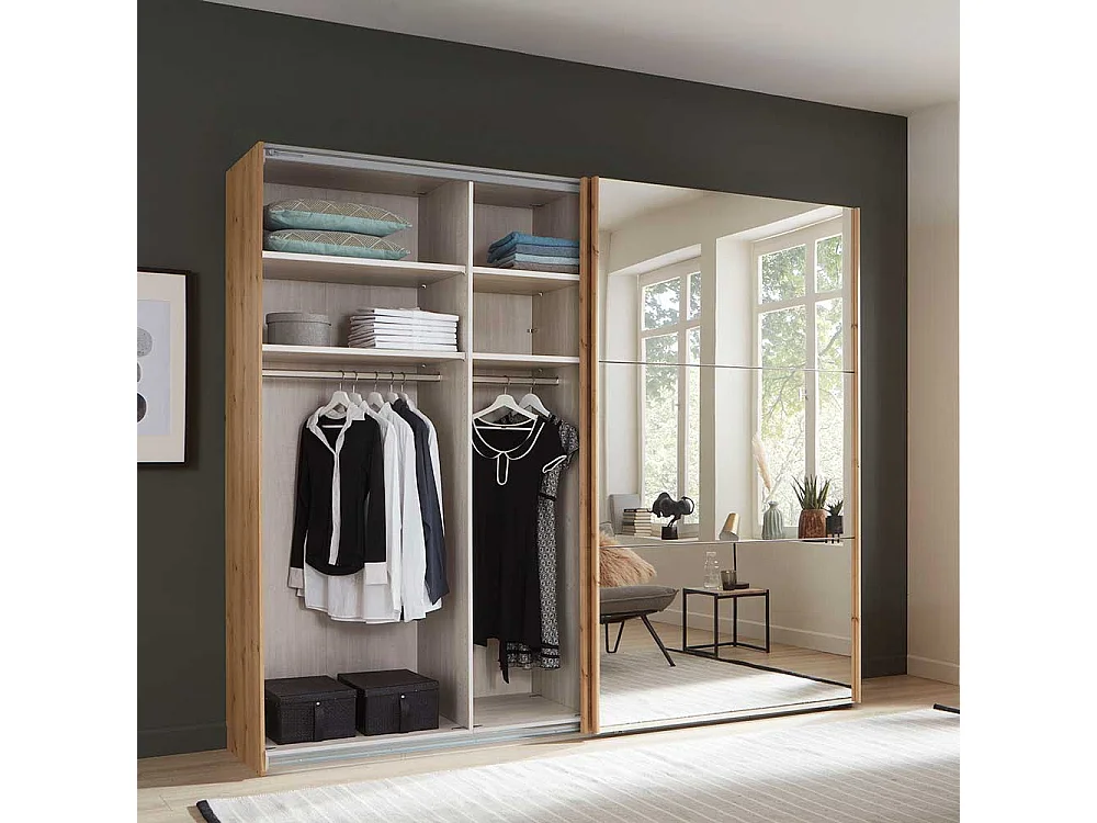 Kleiderschrank in Eiche Bianco Schwebetüren