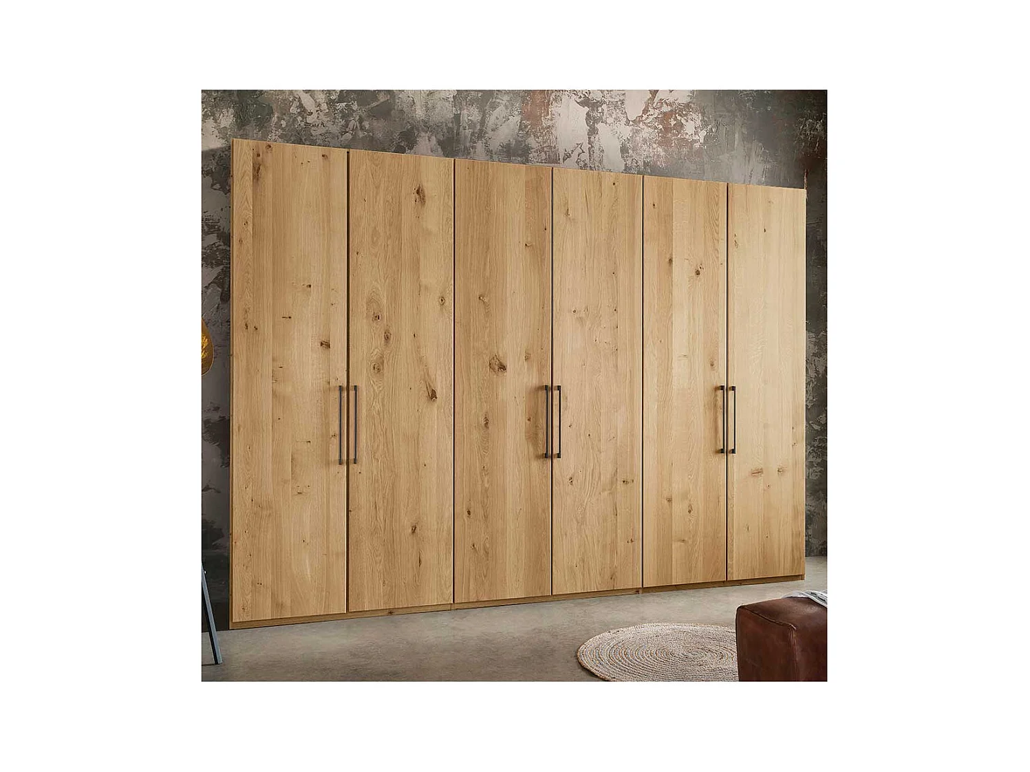 Kleiderschrank Wildeiche Bianco Made in Germany Metallgriffen