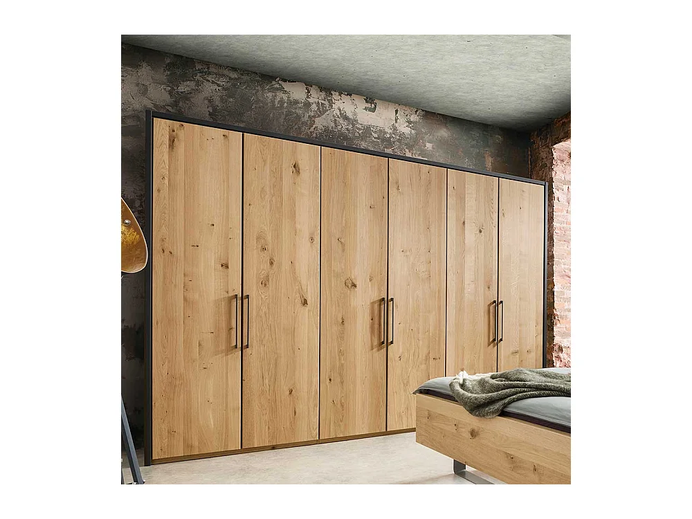 Kleiderschrank Wildeiche Bianco Made in Germany Metallgriffen
