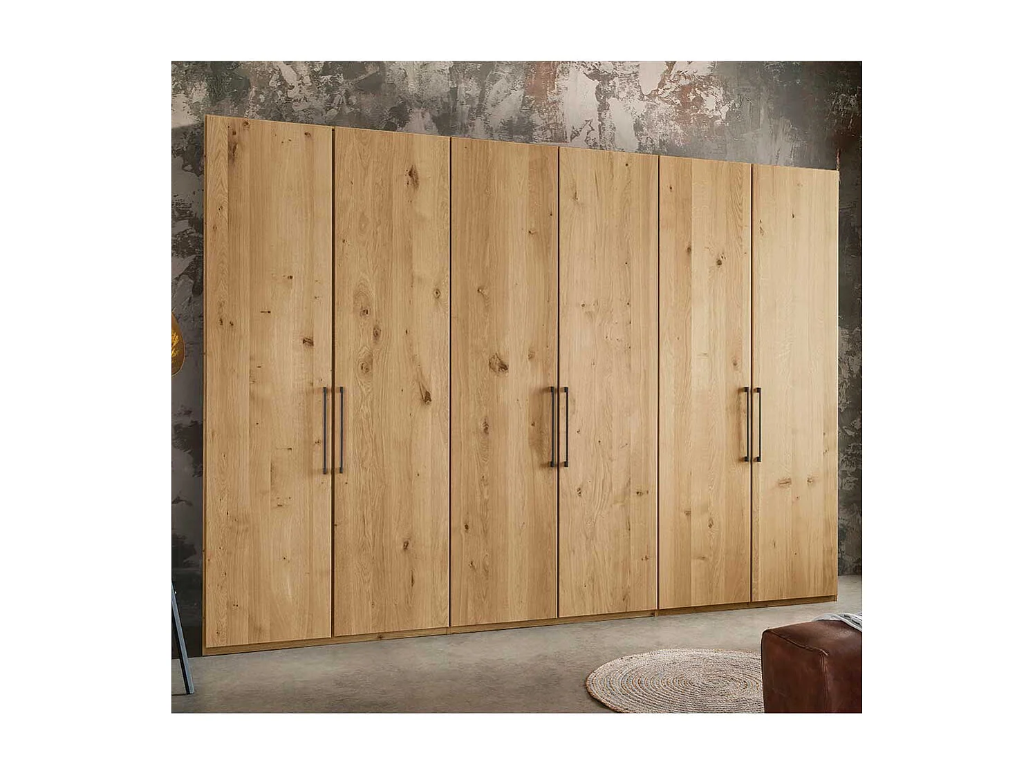 Kleiderschrank Wildeiche Bianco Made in Germany Metallgriffen