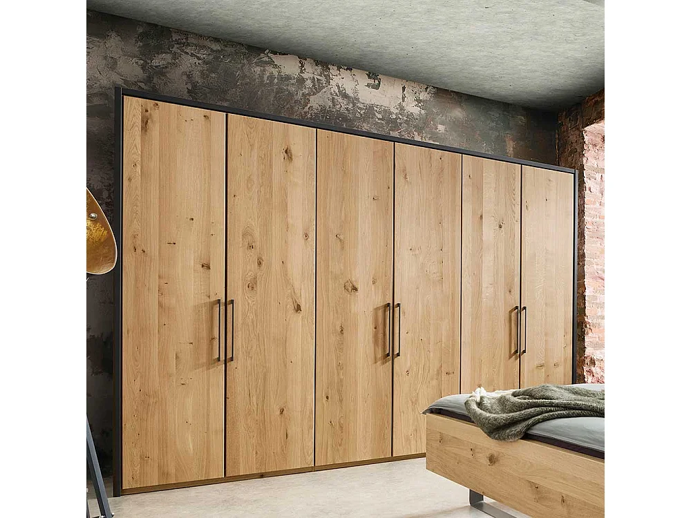 Kleiderschrank Wildeiche Bianco Made in Germany Metallgriffen