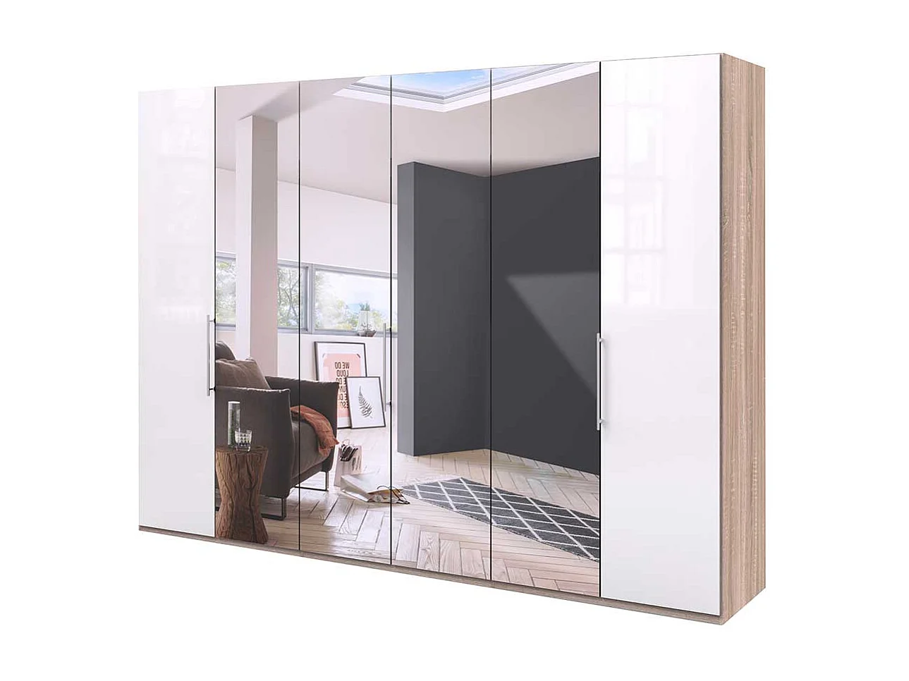 Spiegel Kleiderschrank mit drei Falttüren modern