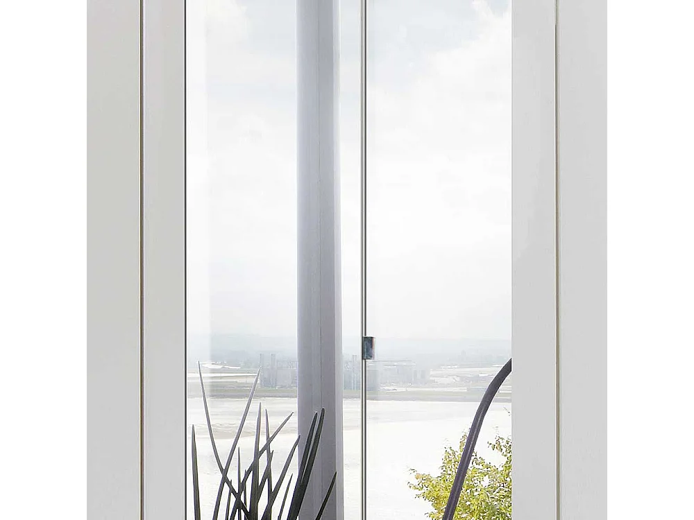 XL Kleiderschrank weiß Spiegel 270 cm breit wahlweise mit Beleuchtung