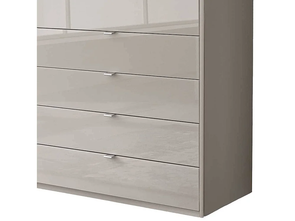 Kleiderschrank Schlafzimmerschrank mit fünf Schubladen in Hellgrau