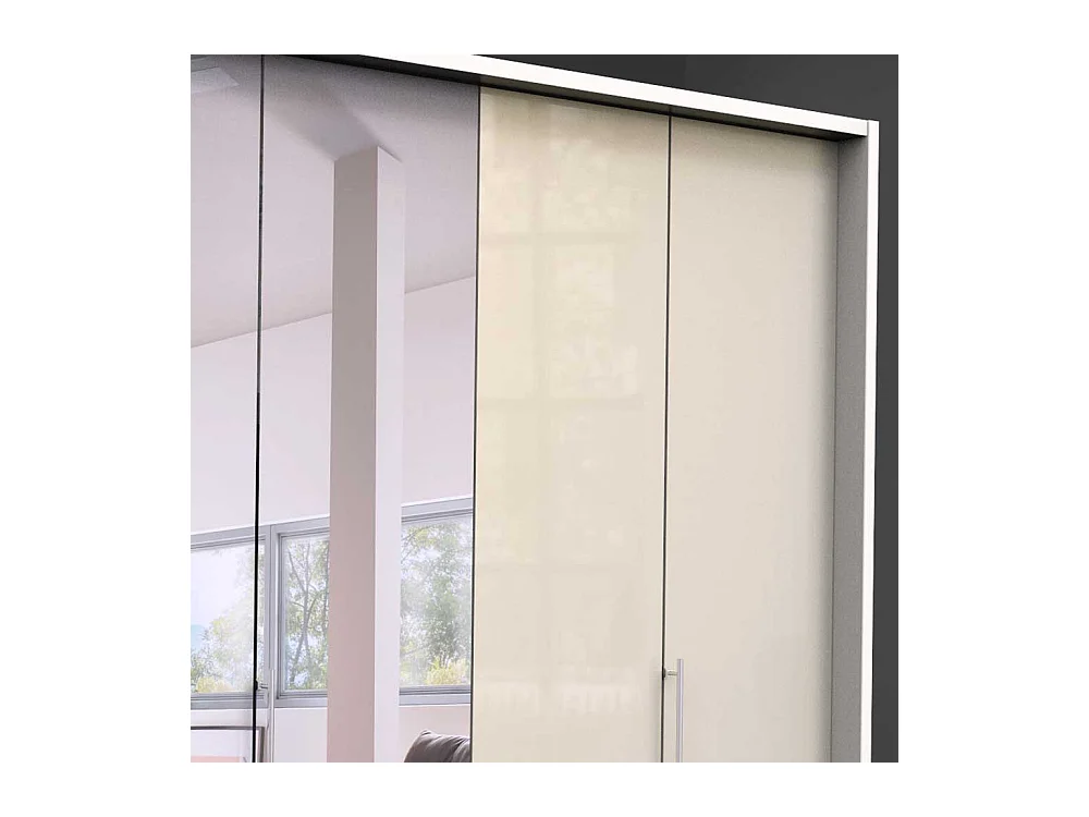 Spiegel Kleiderschrank mit Falttüren Cremefarben