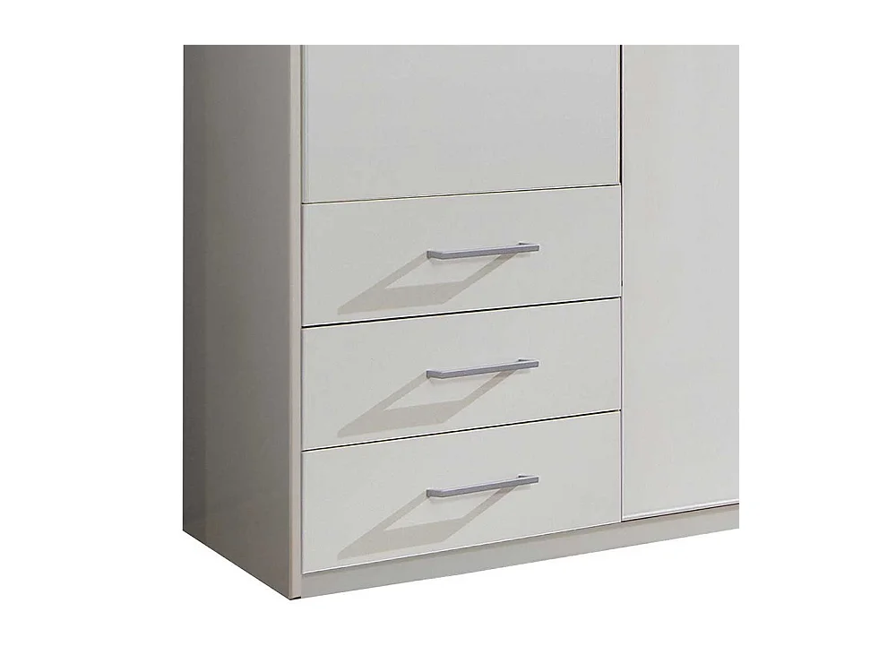 Kleiderschrank weiß Spiegel mit sechs Schubladen 225 cm breit