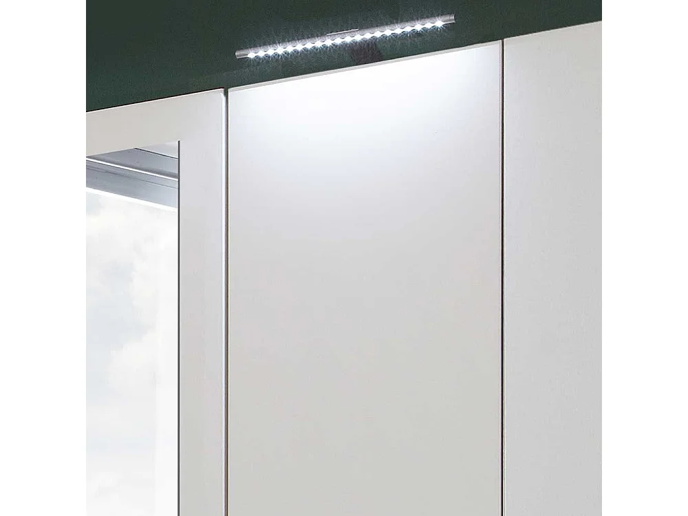 Kleiderschrank weiß Spiegel mit sechs Schubladen 225 cm breit