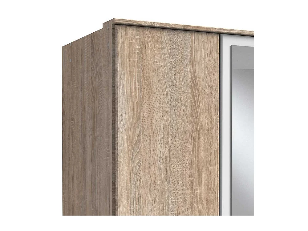 Kleiderschrank mit Schubladen in Eiche Sägerau und Weiß 199 cm hoch