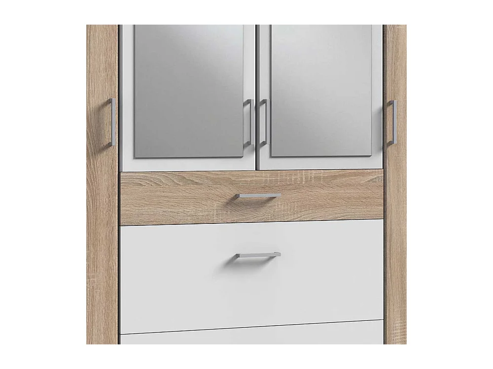 Kleiderschrank mit Schubladen in Eiche Sägerau und Weiß 199 cm hoch
