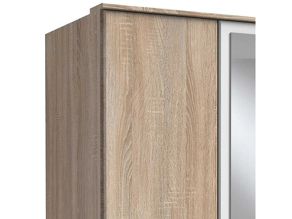 Kleiderschrank mit Schubladen in Eiche Sägerau und Weiß 199 cm hoch