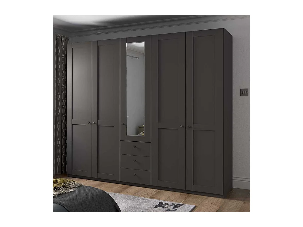 Großer Kleiderschrank 5 Türen in Dunkelgrau Made in Germany