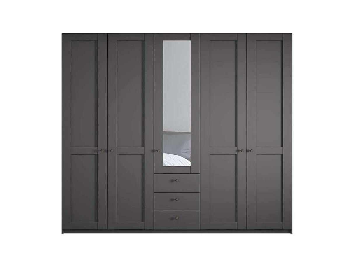 Großer Kleiderschrank 5 Türen in Dunkelgrau Made in Germany