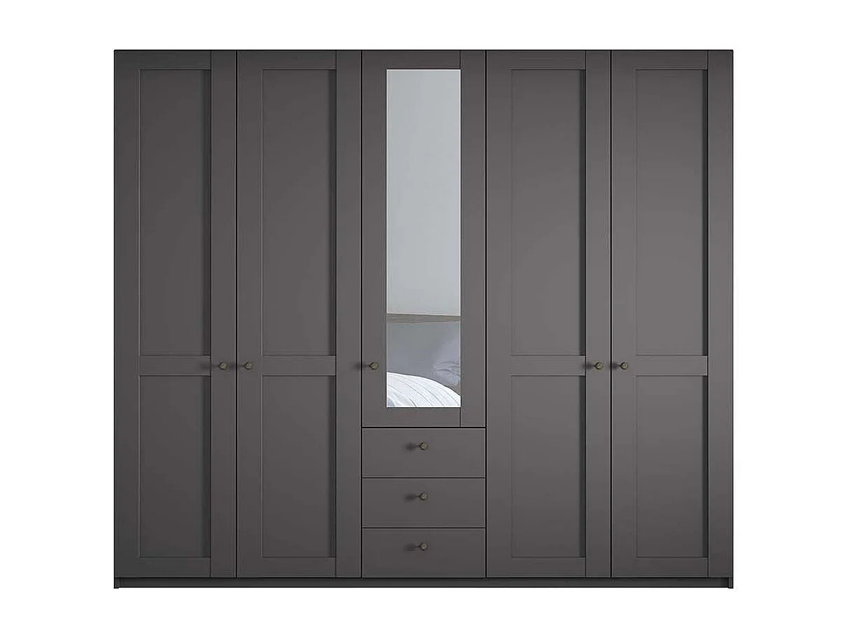 Großer Kleiderschrank 5 Türen in Dunkelgrau Made in Germany