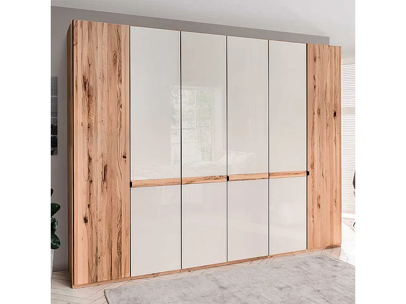 Drehtürschrank in Beige Glas beschichtet Astkernbuche