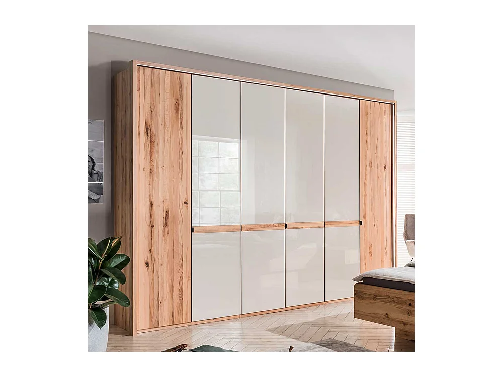 Drehtürschrank in Beige Glas beschichtet Astkernbuche