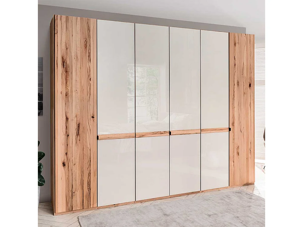 Drehtürschrank in Beige Glas beschichtet Astkernbuche