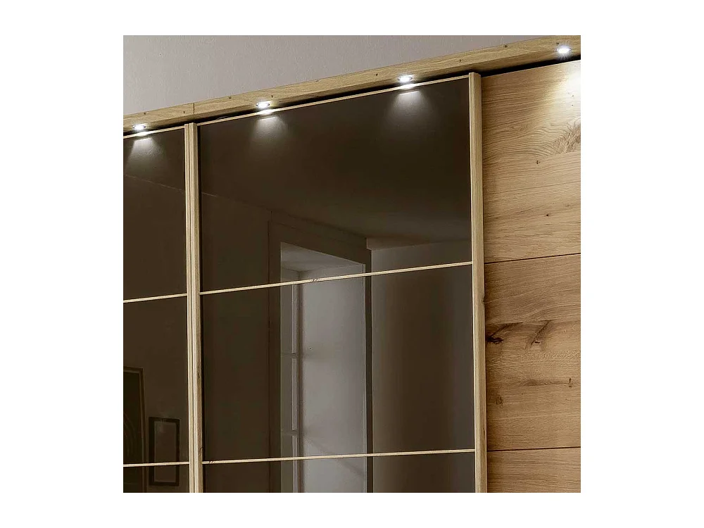 Schiebetürschrank mit Rahmen in Eiche Bianco Dunkelbraun