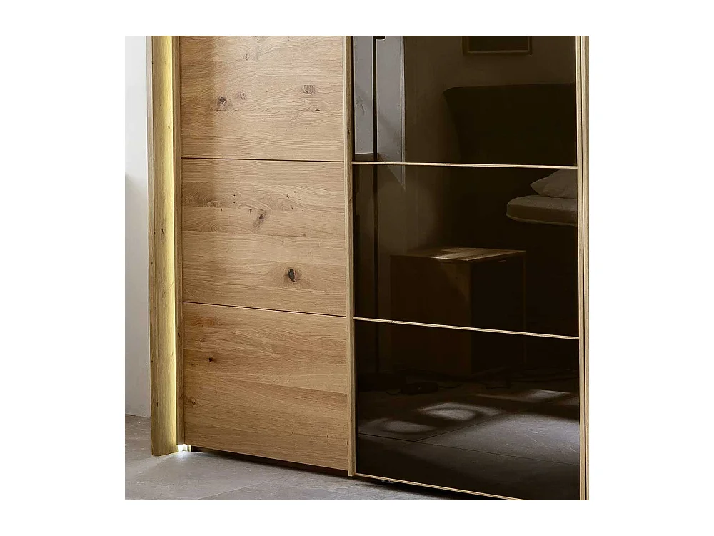 Schiebetürschrank mit Rahmen in Eiche Bianco Dunkelbraun