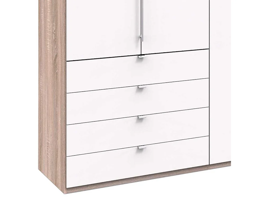 Panorama Kleiderschrank mit acht Schubladen und drei Falttüren modern