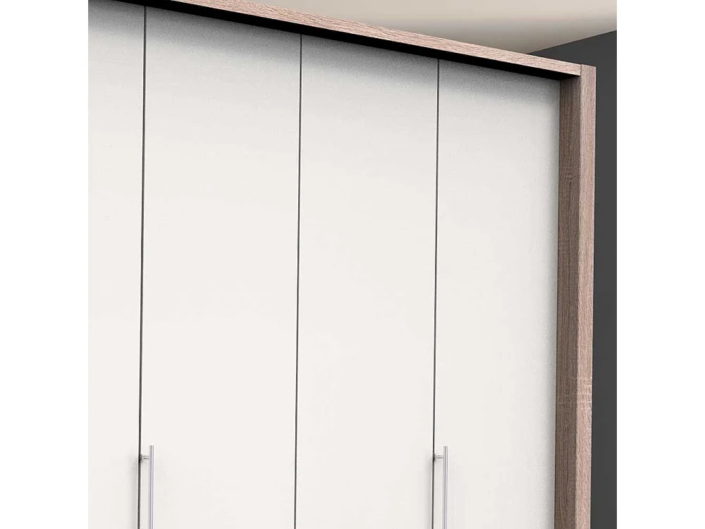 Panorama Kleiderschrank mit acht Schubladen und drei Falttüren modern