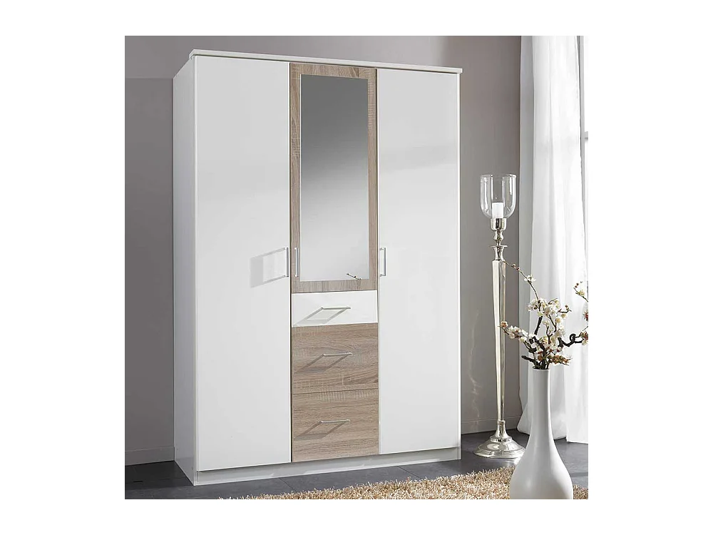 Zweifarbiger Kleiderschrank mit Spiegeltür Made in Germany