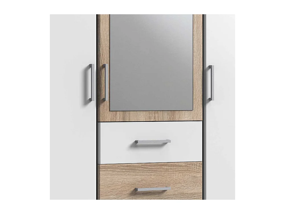 Zweifarbiger Kleiderschrank mit Spiegeltür Made in Germany