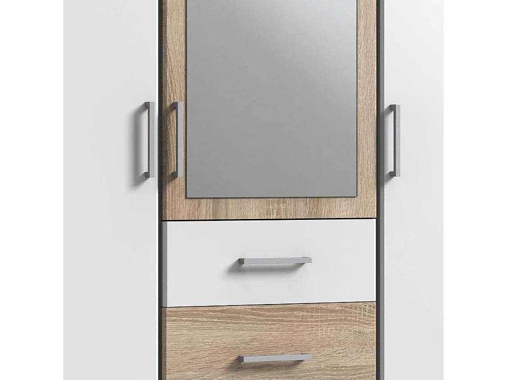 Zweifarbiger Kleiderschrank mit Spiegeltür Made in Germany