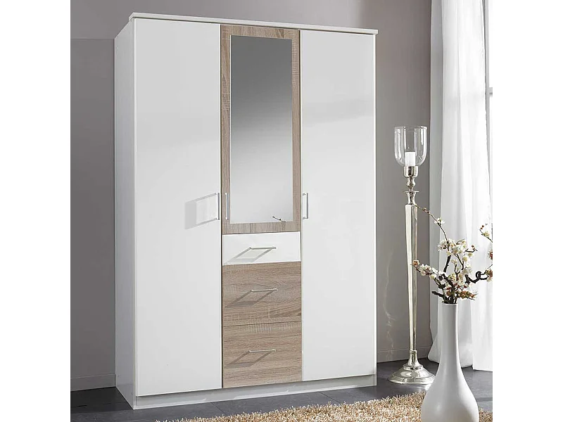 Zweifarbiger Kleiderschrank mit Spiegeltür Made in Germany