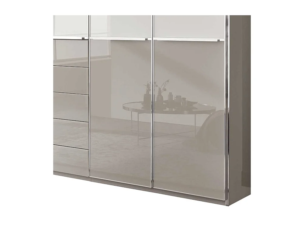 Drehtürenschrank in Weiß und Hellgrau 6-türig