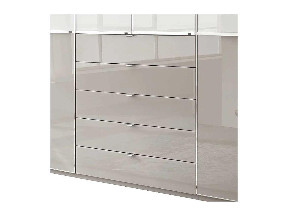 Drehtürenschrank in Weiß und Hellgrau 6-türig