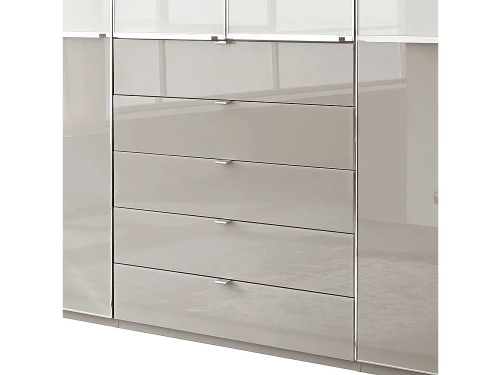 Drehtürenschrank in Weiß und Hellgrau 6-türig