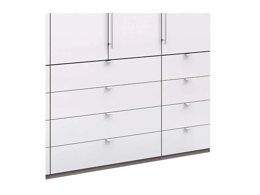 3 türiger Kleiderschrank mit vielen Schubladen Weiß Eiche Trüffelfarben