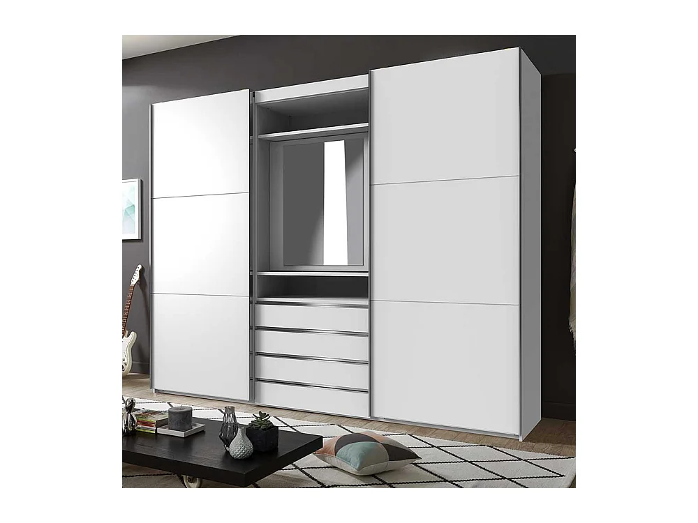 Kleiderschrank Spiegel innen mit vier Schubladen Schwebetüren