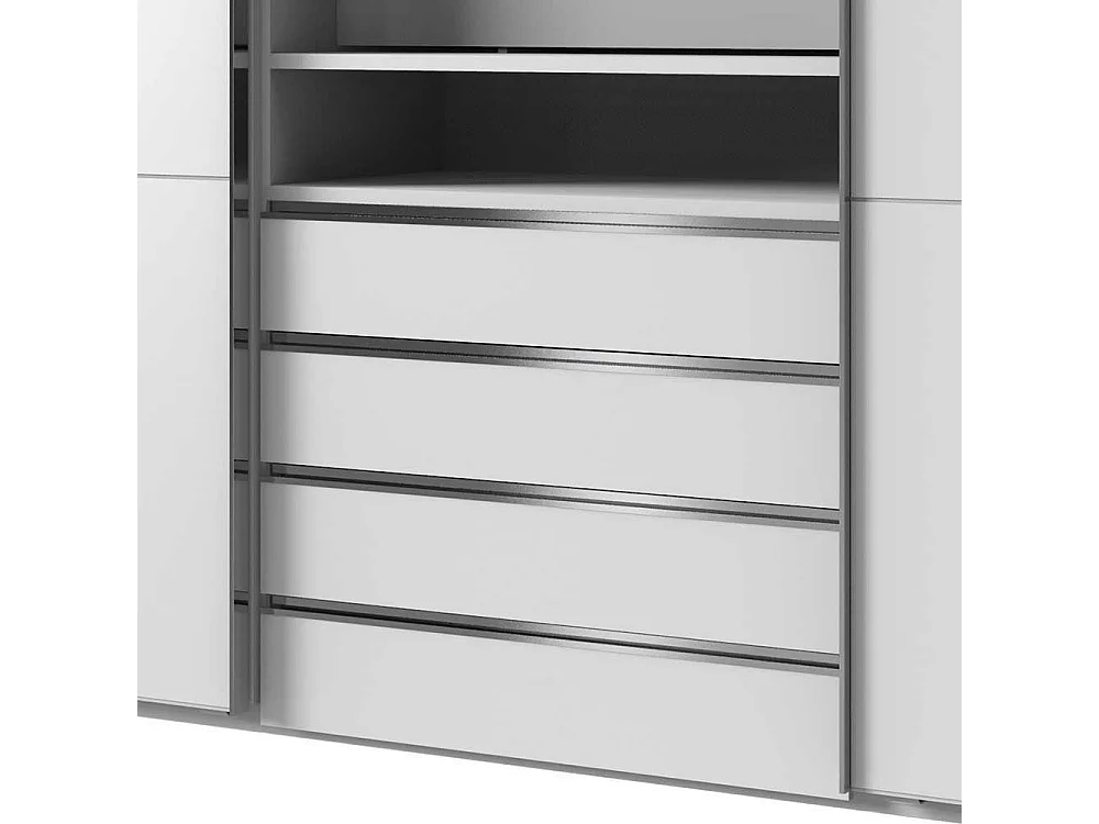 Kleiderschrank Spiegel innen mit vier Schubladen Schwebetüren