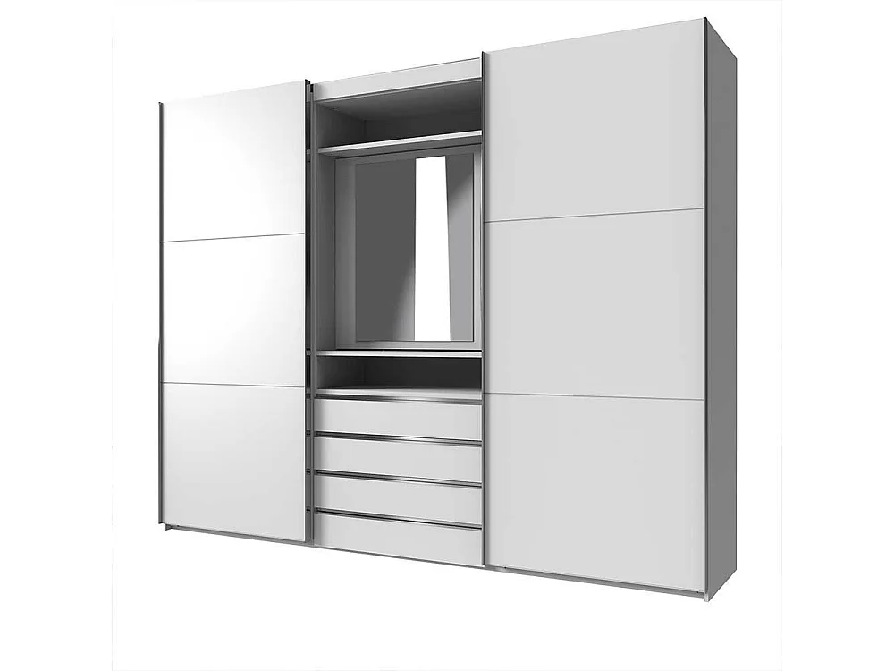 Kleiderschrank Spiegel innen mit vier Schubladen Schwebetüren