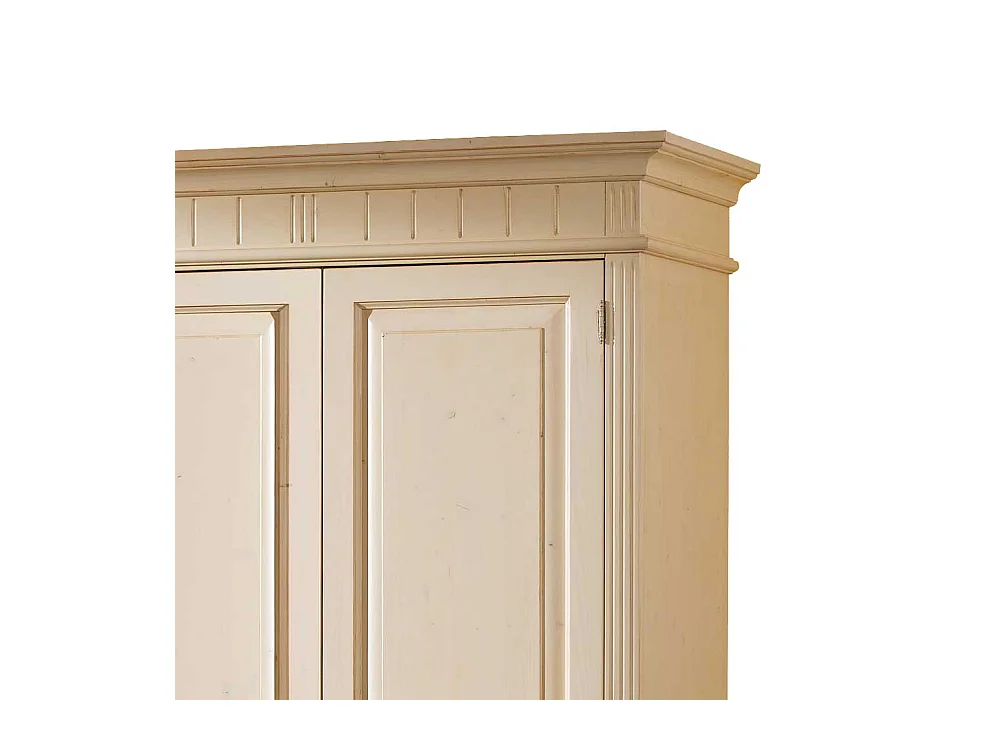 Abschließbarer Kleiderschrank in Creme Vintage Fichte Massivholz