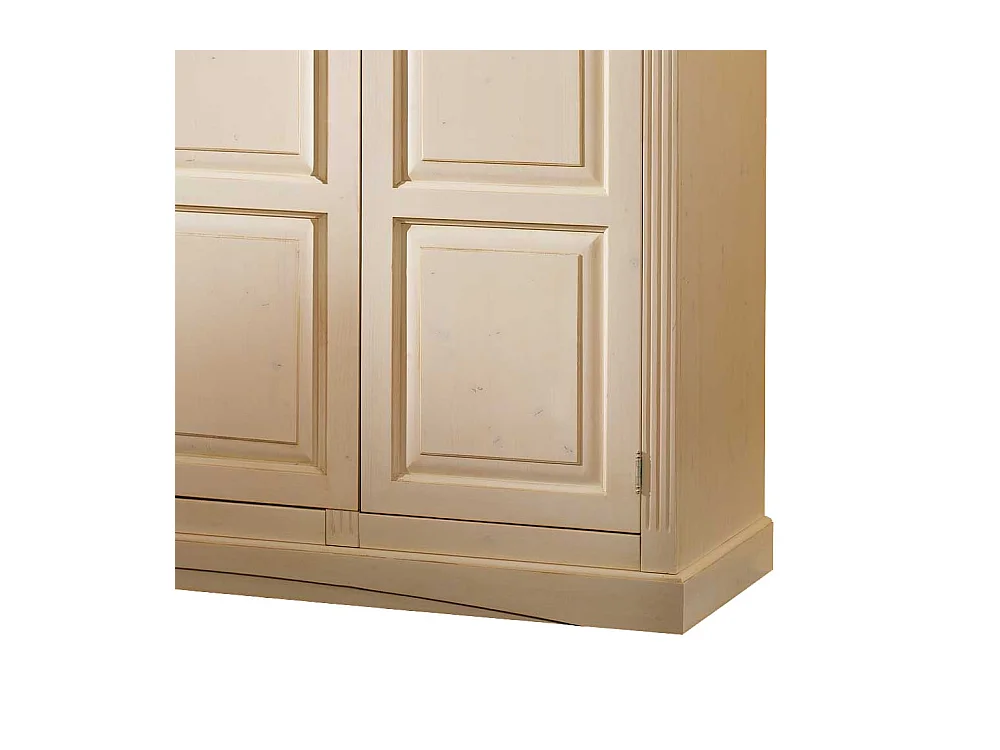 Abschließbarer Kleiderschrank in Creme Vintage Fichte Massivholz