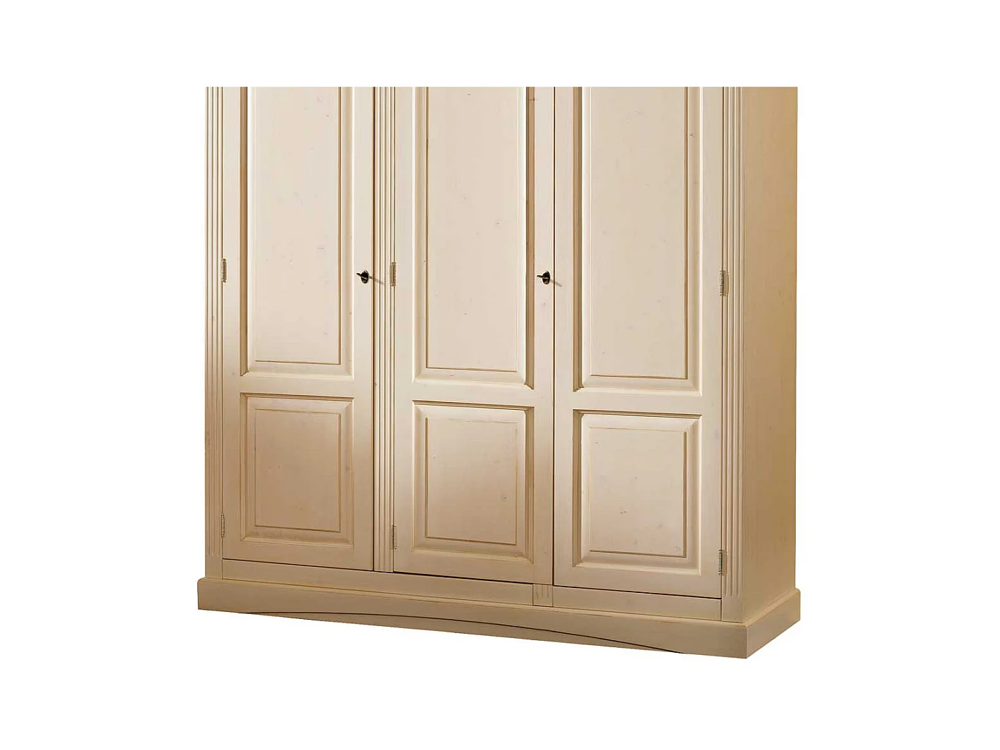 Abschließbarer Kleiderschrank in Creme Vintage Fichte Massivholz