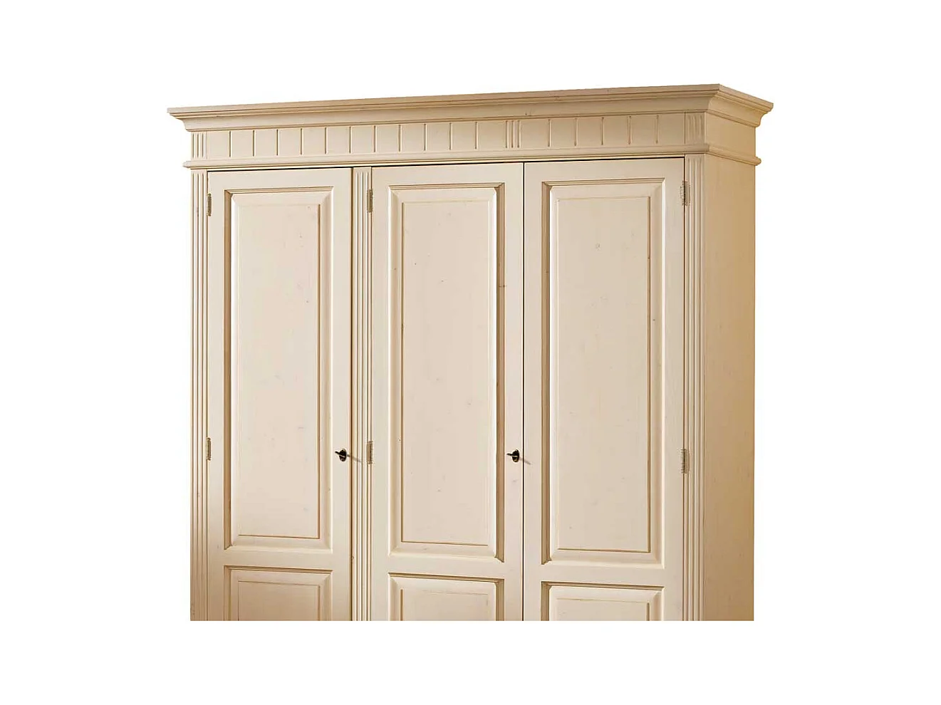 Abschließbarer Kleiderschrank in Creme Vintage Fichte Massivholz
