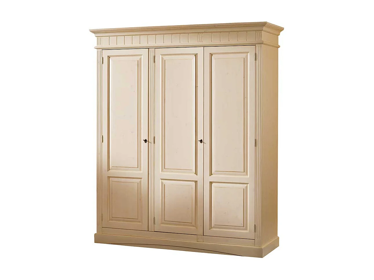 Abschließbarer Kleiderschrank in Creme Vintage Fichte Massivholz