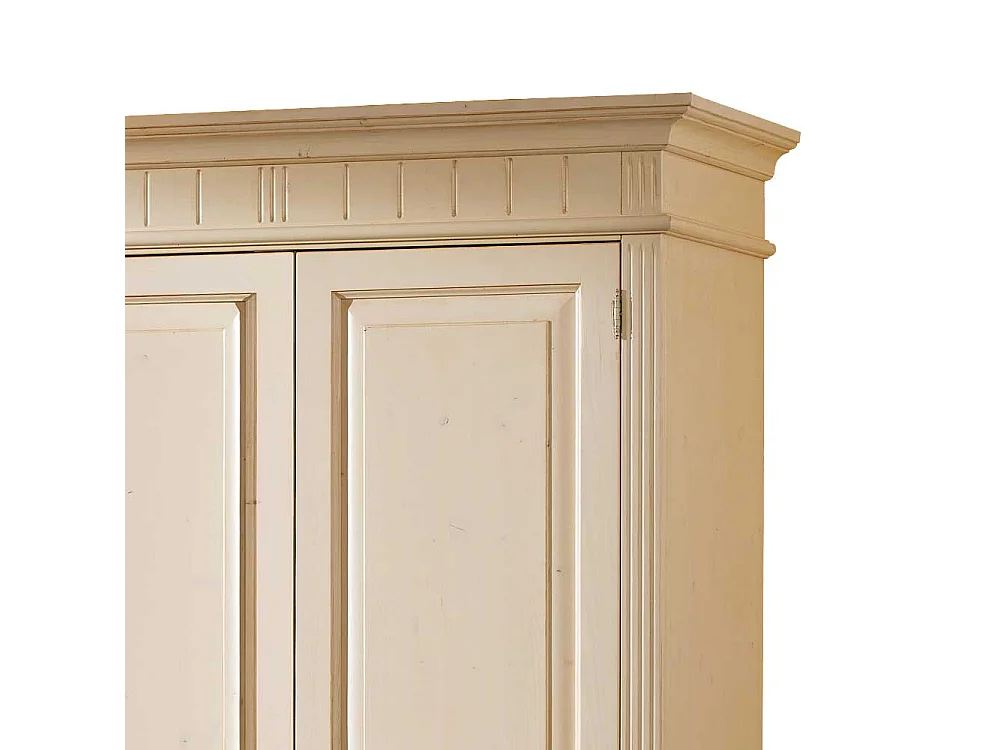 Abschließbarer Kleiderschrank in Creme Vintage Fichte Massivholz