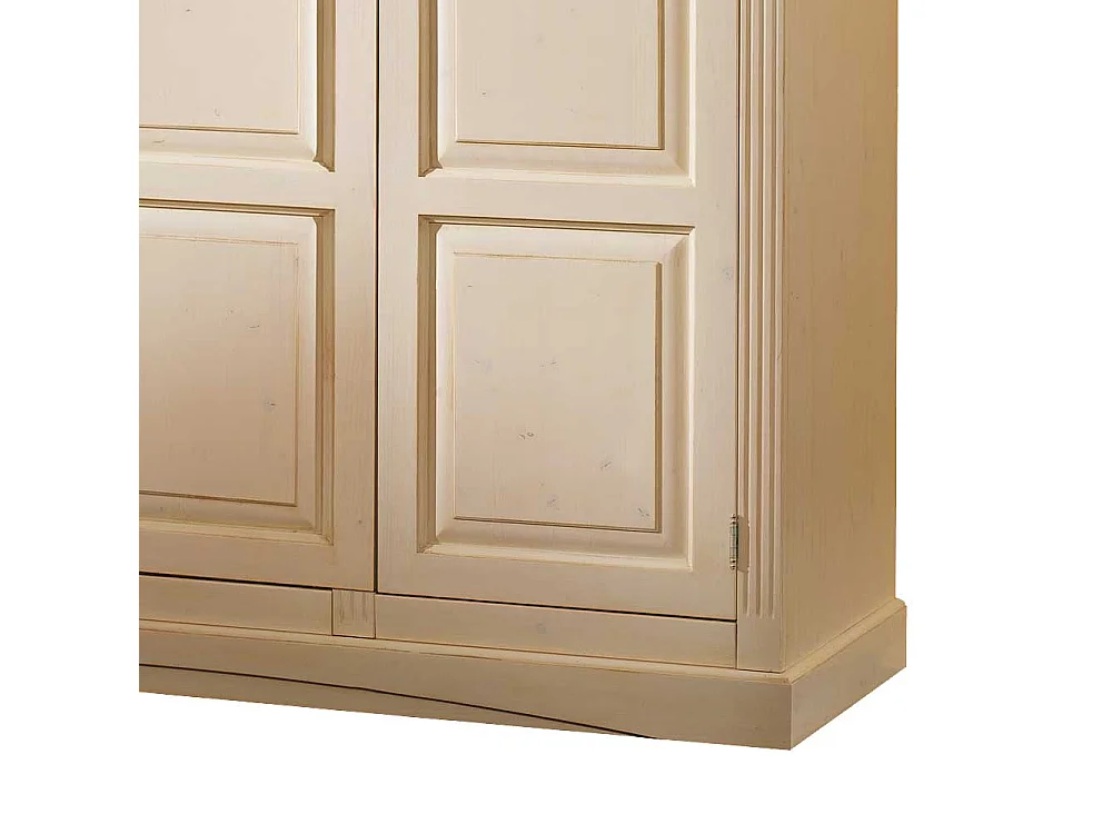 Abschließbarer Kleiderschrank in Creme Vintage Fichte Massivholz